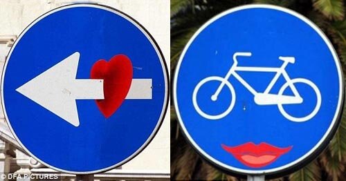 Valentine traffic signs